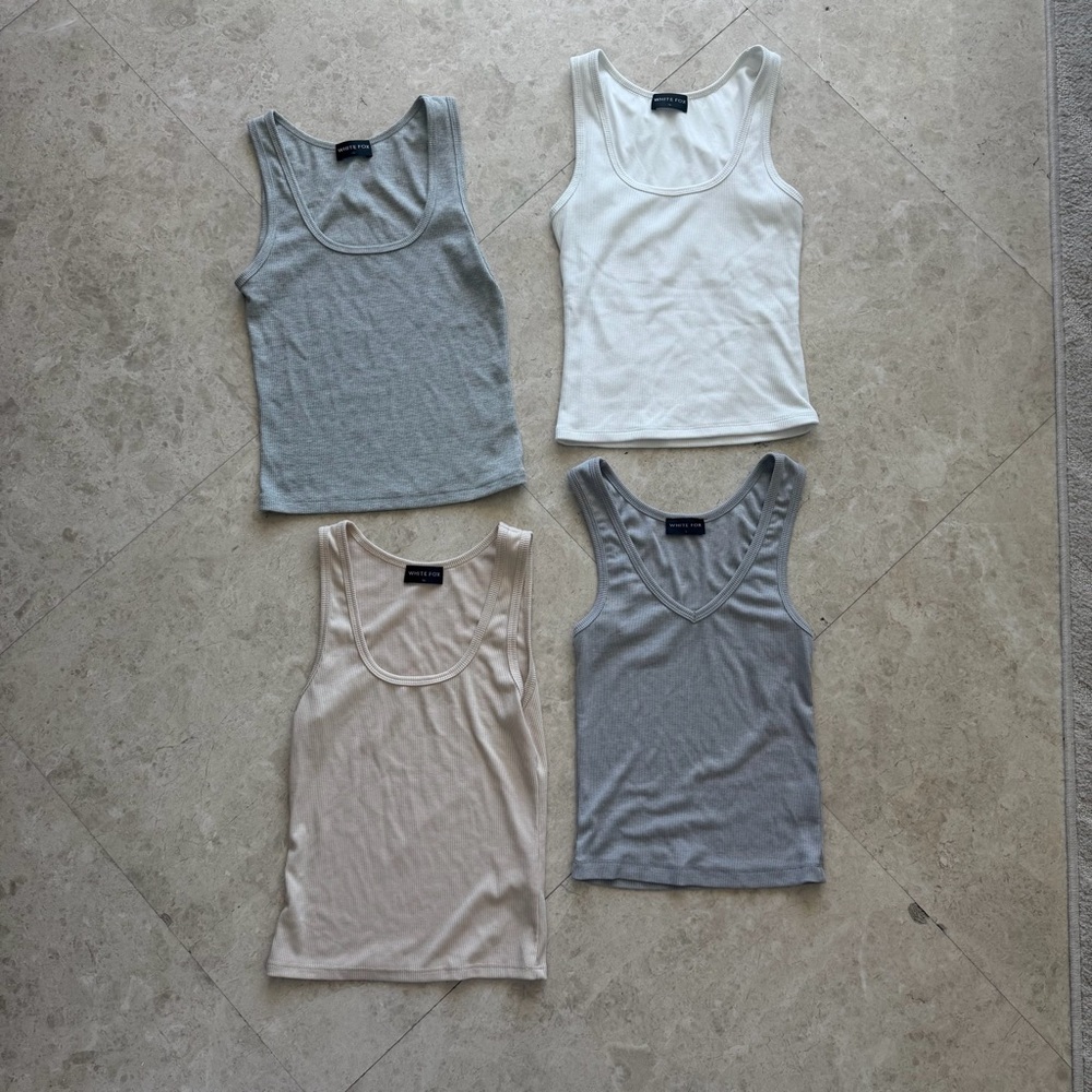 White Fox Tank Top Bundle - White, Light Gray, Charcoal, Beige
